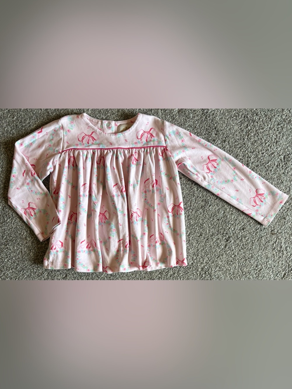 The Beaufort Bonnet Company Pink Floral Bow-Print Long-Sleeve Top